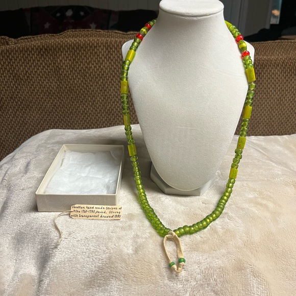 African Trade~Venetian Vintage (1760-1790) Millefiori Lime Green Glass Beads - Picture 8 of 16